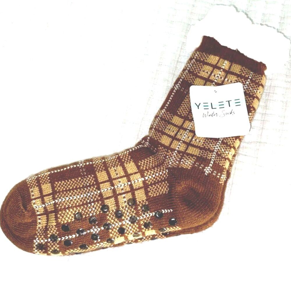 YELETE Fleeced Lined Winter Slipper Socks Size 9-11